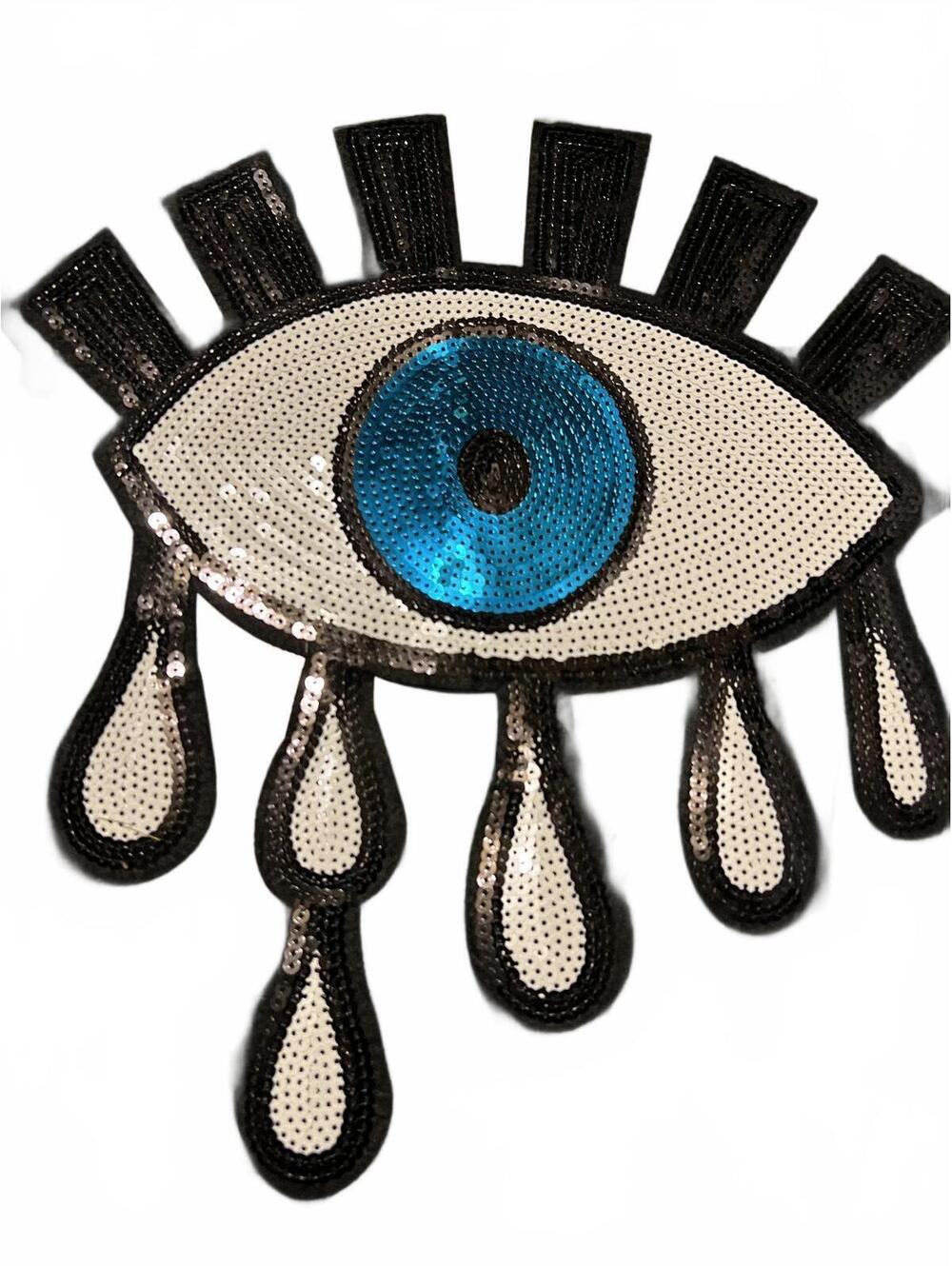 Sequin Eye with Teardrop Design Jacket Patch